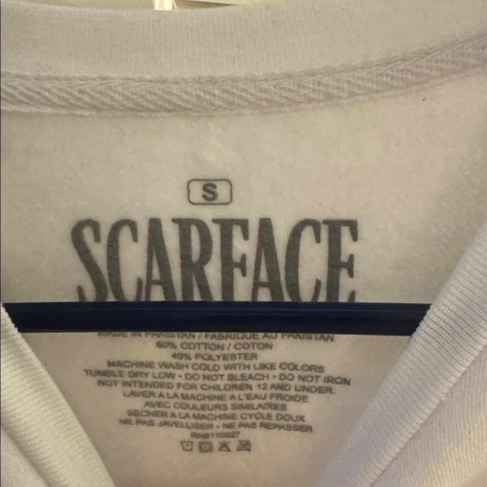Scarface White Pullover Sweater Size Small - Oversized NWOT Cotton Unisex - Picture 3 of 4